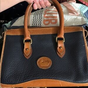 Dooney & Bourke dark blue and Tan Leather Satchel